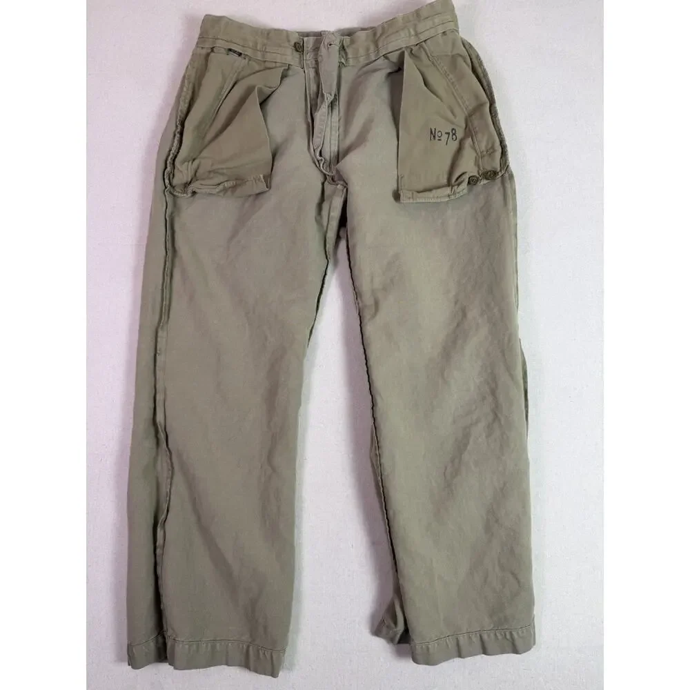 Banana Republic Linen Cotton Straight Leg Khaki Chino Pants Men's 34x30 Safari